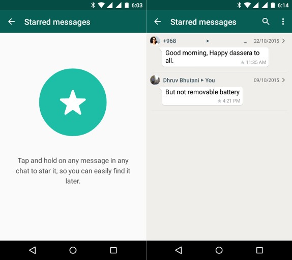 Вибрані повідомлення у WhatsApp